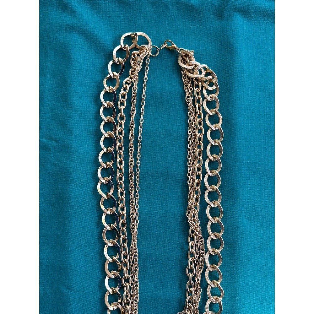 Women's Gold Toned 4 Layer Link Chain Necklace - Picture 3 of 4